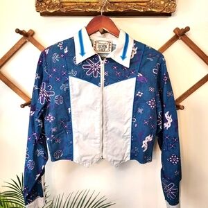 Vintage Wrangler Silver Lake Western Shirt Jacket Womens Sz. Large Crop Cowgirl